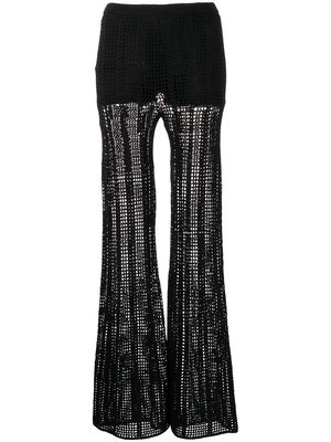 Dion Lee crochet-knit flared trousers - Black