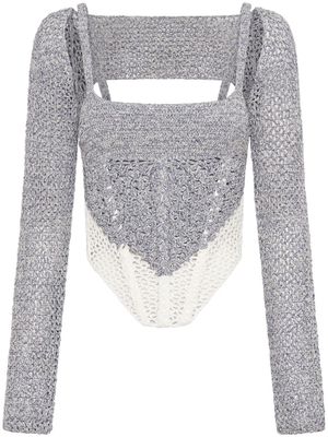 Dion Lee crochet-knit panelled top - Grey