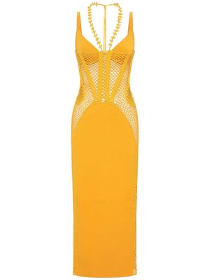Dion Lee crochet-panelled midi dress - Yellow