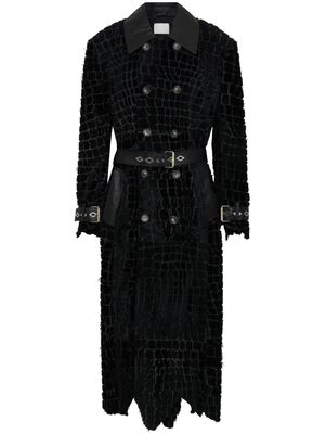Dion Lee crocodile-effect double-breasted coat - Black