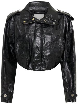 Dion Lee cropped faux-leather jacket - Black