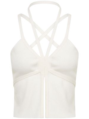 Dion Lee crossover-strap ribbed-knit top - IVORY