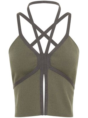 Dion Lee crossover-strap ribbed-knit top - SLATE/ PEWTER