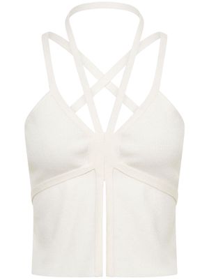 Dion Lee crossover-strap ribbed-knit top - White