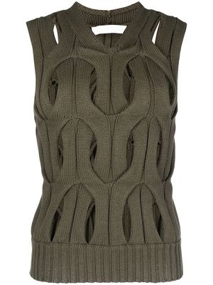 Dion Lee cut-out cable-knit vest - Green