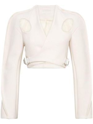 Dion Lee cut-out detail crop jacket - White