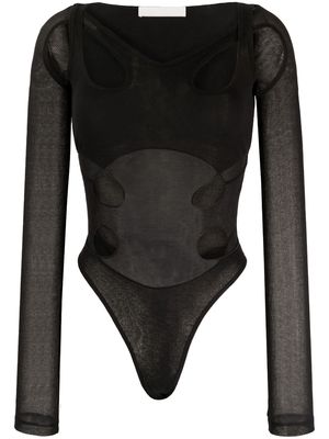 Dion Lee cut-out detail long-sleeve bodysuit - Black