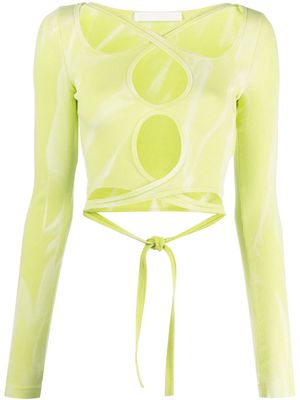 Dion Lee cut-out detail long-sleeve top - Green