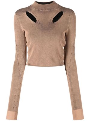 Dion Lee cut-out detail long-sleeved jumper - Brown