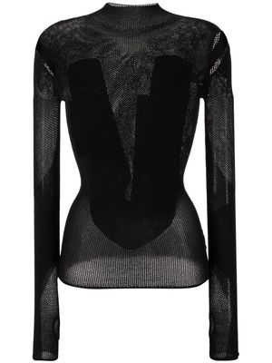 Dion Lee cut-out detail long-sleeved top - Black