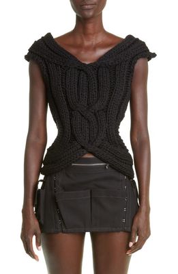 Dion Lee Cutout Cable Knit Sweater in Black