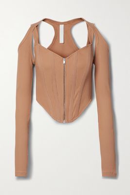 Dion Lee - Cutout Ribbed Stretch-cotton Jersey Top - Brown