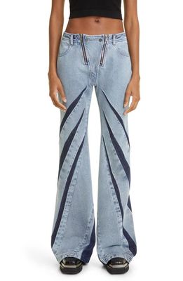 Dion Lee Darted Inset Dual Zip Flare Jeans in Indigo