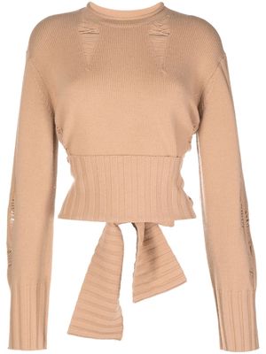 Dion Lee distressed-finish knitted jumper - Brown