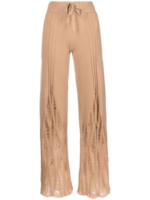 Dion Lee distressed high-waist cashmere trousers - Brown