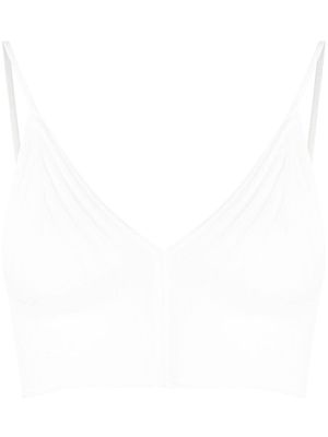 DION LEE distressed knitted bralette top - White