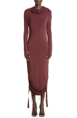Dion Lee Doric Convertible Long Sleeve Crepe Jersey Dress in Oxblood