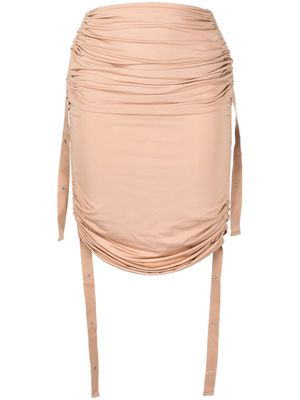 Dion Lee Doric ruched midi skirt - Brown