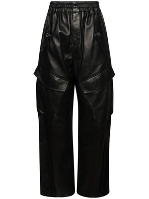 Dion Lee elasticated-waist leather cargo pants - Black