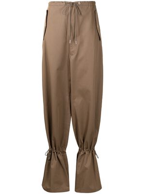 Dion Lee Eyelet tie-cuff flared trousers - Brown