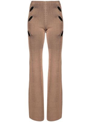 Dion Lee flared cut-out detail trousers - Brown