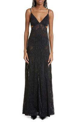 Dion Lee Fork Frame Camo Lace Maxi Dress in Black