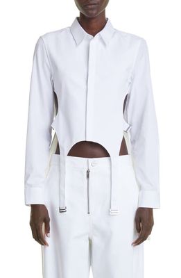 Dion Lee Garter Cotton Button-Up Shirt in White