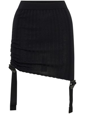 Dion Lee gathered ribbed-knit miniskirt - BLACK