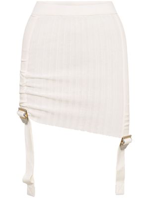 Dion Lee gathered ribbed-knit miniskirt - IVORY