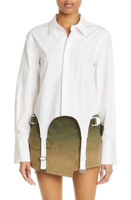 Dion Lee Gender Inclusive Garter Tape Organic Cotton Button-Up Shirt in White