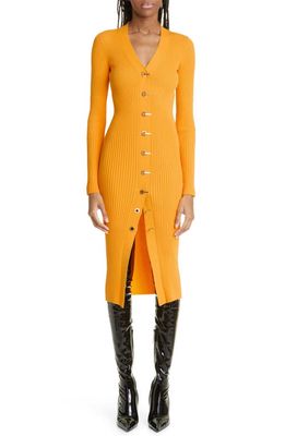 Dion Lee Gradient Rib Long Sleeve Cotton Blend Cardigan Dress in Amber