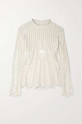 Dion Lee - Helix Distressed Mercerized Cotton Sweater - Ivory