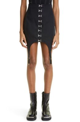 Dion Lee High Waist Corset Front Garter Organic Stretch Cotton Miniskirt in Black