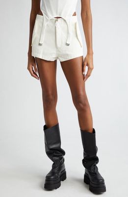 Dion Lee High Waist Technical Twill Parachute Shorts in Ivory