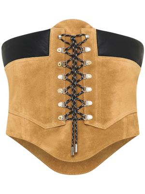 Dion Lee Hiker Boot suede corset top - Brown