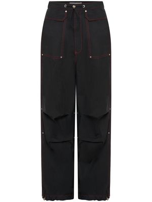 Dion Lee Hongbao contrast-stitching wide-leg trousers - Black