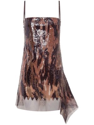 Dion Lee Horizon sequin-embellished mini dress - Brown