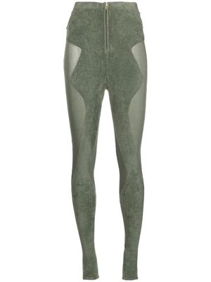 Dion Lee intarsia-knit slim-cut trousers - Green