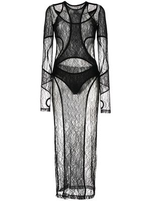 Dion Lee lace-detail sheer maxi dress - Black