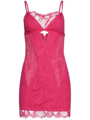 Dion Lee lace-overlay cut-out minidress - Pink