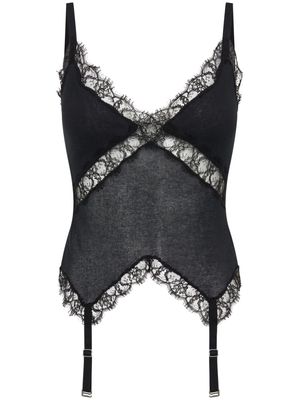 Dion Lee lace-trim garter-straps tank top - Black