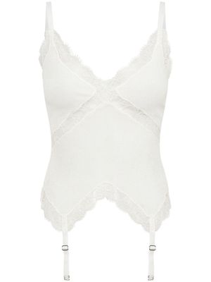 Dion Lee lace-trim garter-straps tank top - White