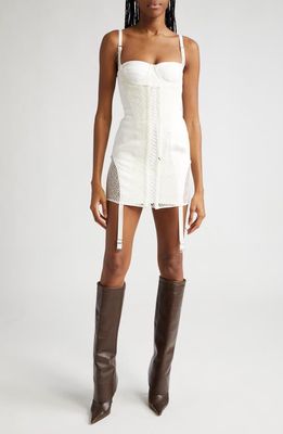 Dion Lee Lace-Up Corset Minidress in Ivory