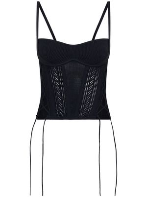 Dion Lee lace up-detail corset-style top - Black