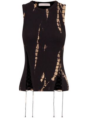 Dion Lee lace up-detail ribbed-knit top - Black
