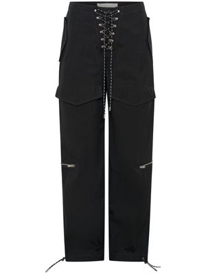 Dion Lee lace-up twill cargo trousers - Black