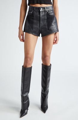 Dion Lee Laminated Denim Shorts in Black