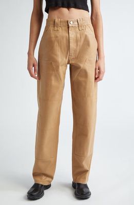 Dion Lee Laminated Wide Leg Carpenter Jeans in Timber