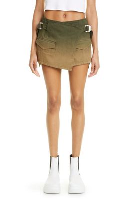 Dion Lee Ombré Utility Denim Wrap Miniskirt in Military Green