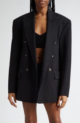 Dion Lee Oversize Double Breasted Stretch Wool Blazer in Black